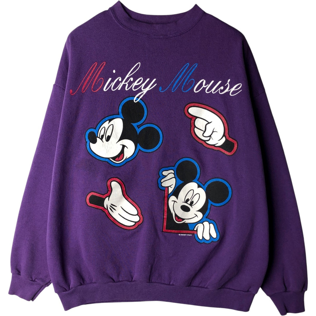 Vintage 90'S MICKEY UNLIMITED Mickey Mouse character sweatshirt, Made in USA, Men's XL cotton purple type Vintage Second Hand