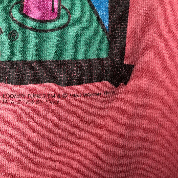 90'S Six Flags Looney Tunes Tweety Character Sweatshirt, Made in USA, Men's Size L (approx.) cotton pink type Vintage Second Hand