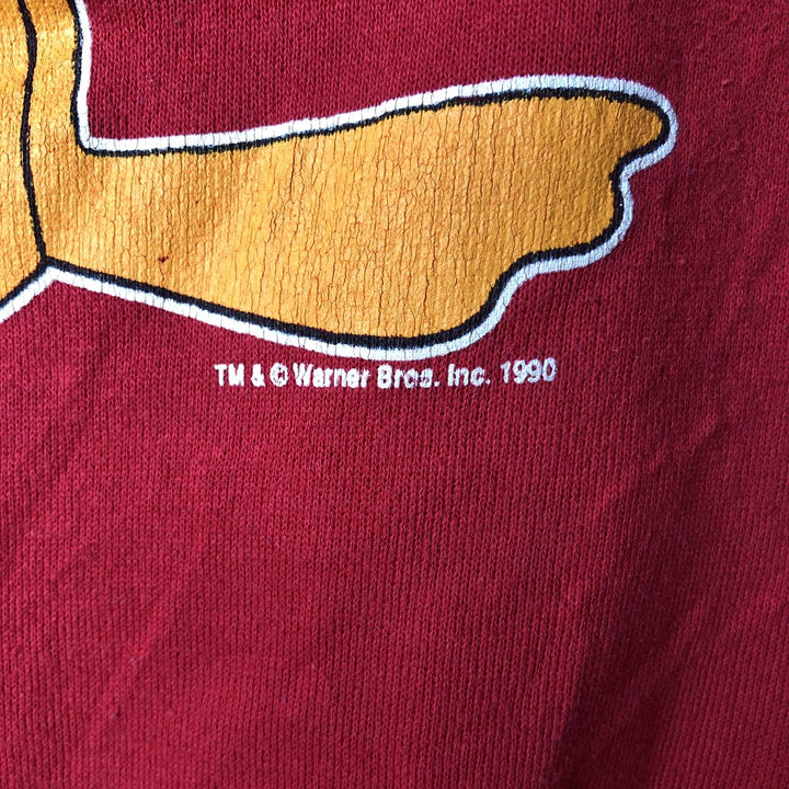 90'S Artex Looney Tunes Daffy Duck Character Sweatshirt, Made in USA, Men's Size L (approx.) polyester red type Vintage Second Hand