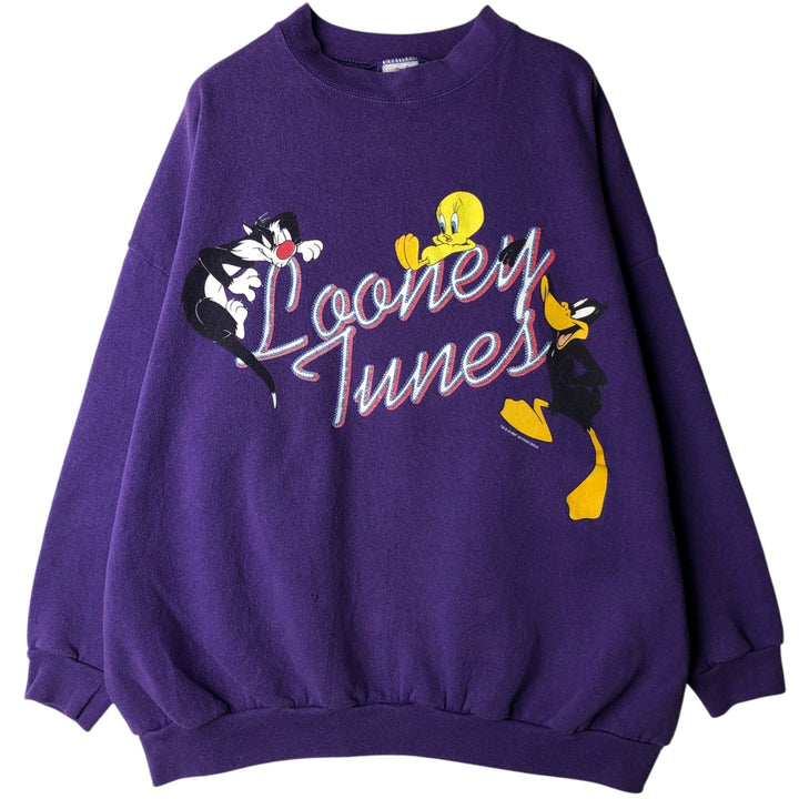 90'S Looney Tunes Character Sweatshirt, Made in Mexico, Men's XXL equivalent, Vintage cotton purple type Vintage Second Hand