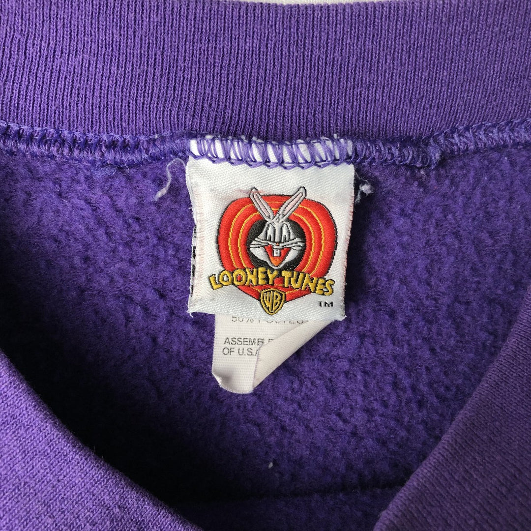 90'S Looney Tunes Character Sweatshirt, Made in Mexico, Men's XXL equivalent, Vintage cotton purple type Vintage Second Hand