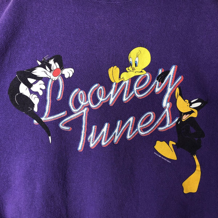 90'S Looney Tunes Character Sweatshirt, Made in Mexico, Men's XXL equivalent, Vintage cotton purple type Vintage Second Hand