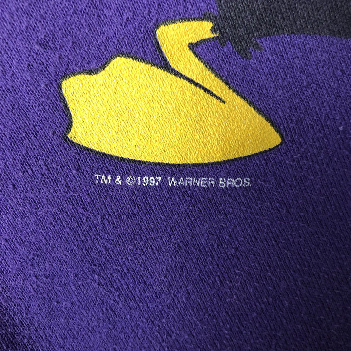 90'S Looney Tunes Character Sweatshirt, Made in Mexico, Men's XXL equivalent, Vintage cotton purple type Vintage Second Hand