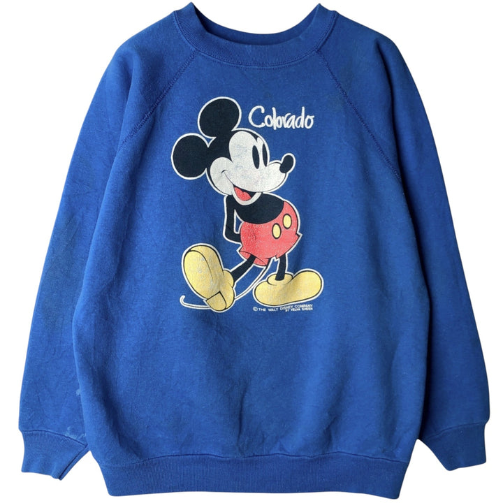 80'S Tultex Mickey Mouse Character Sweatshirt, Made in USA, Men's Size L (approx.), Vintage acrylic blue type Vintage Second Hand