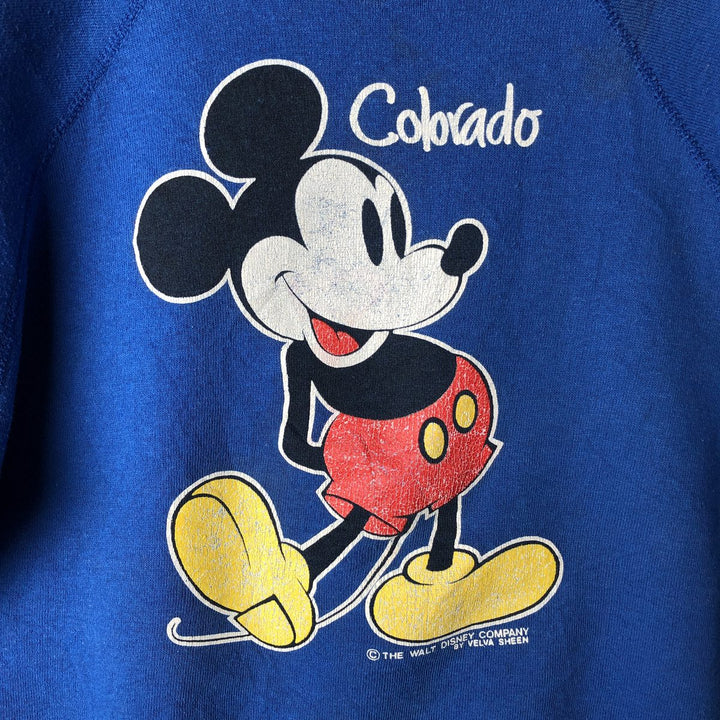 80'S Tultex Mickey Mouse Character Sweatshirt, Made in USA, Men's Size L (approx.), Vintage acrylic blue type Vintage Second Hand