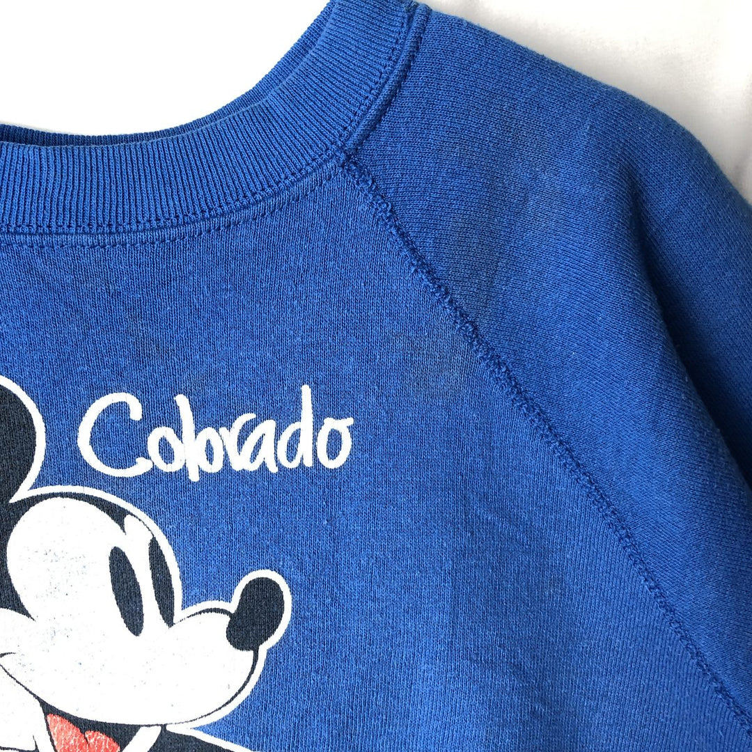80'S Tultex Mickey Mouse Character Sweatshirt, Made in USA, Men's Size L (approx.), Vintage acrylic blue type Vintage Second Hand