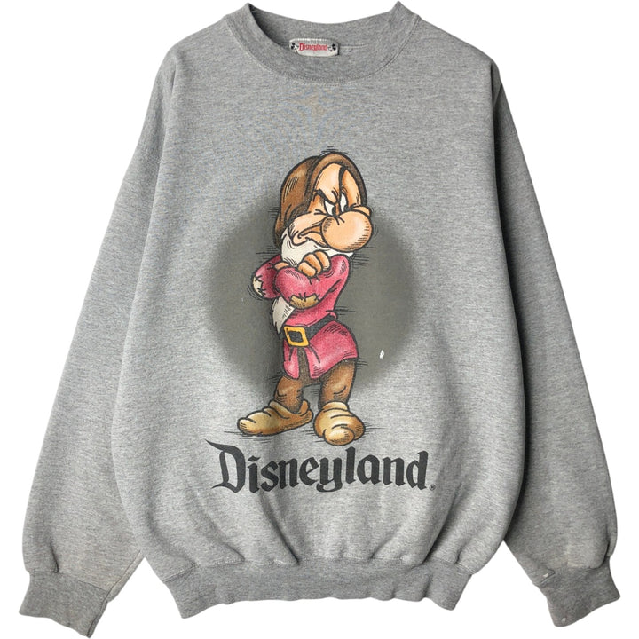 90'S Disneyland Snow White and the Seven Dwarfs Grumpy Character Sweatshirt, Made in USA, Men's Size M (approx.) cotton gray type Vintage Second Hand