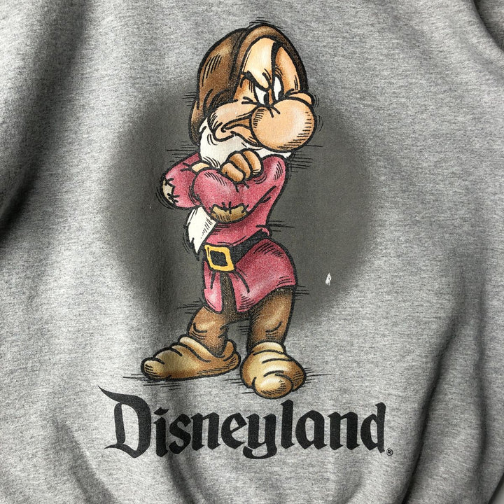 90'S Disneyland Snow White and the Seven Dwarfs Grumpy Character Sweatshirt, Made in USA, Men's Size M (approx.) cotton gray type Vintage Second Hand