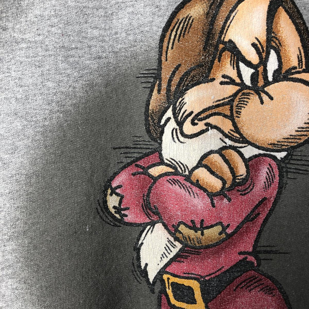 90'S Disneyland Snow White and the Seven Dwarfs Grumpy Character Sweatshirt, Made in USA, Men's Size M (approx.) cotton gray type Vintage Second Hand