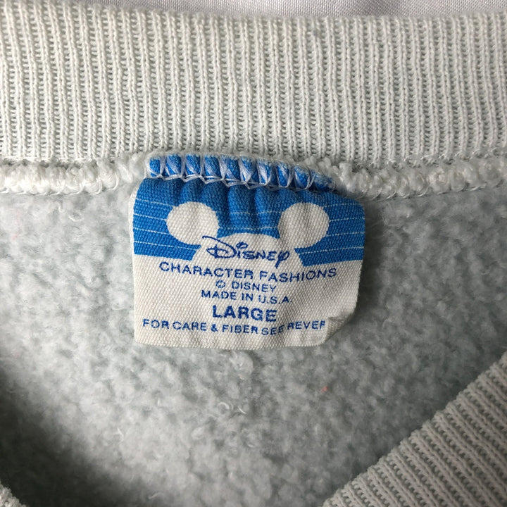 80'S Disney Mickey Mouse character sweatshirt, made in USA, men's size L, vintage cotton gray type Vintage Second Hand