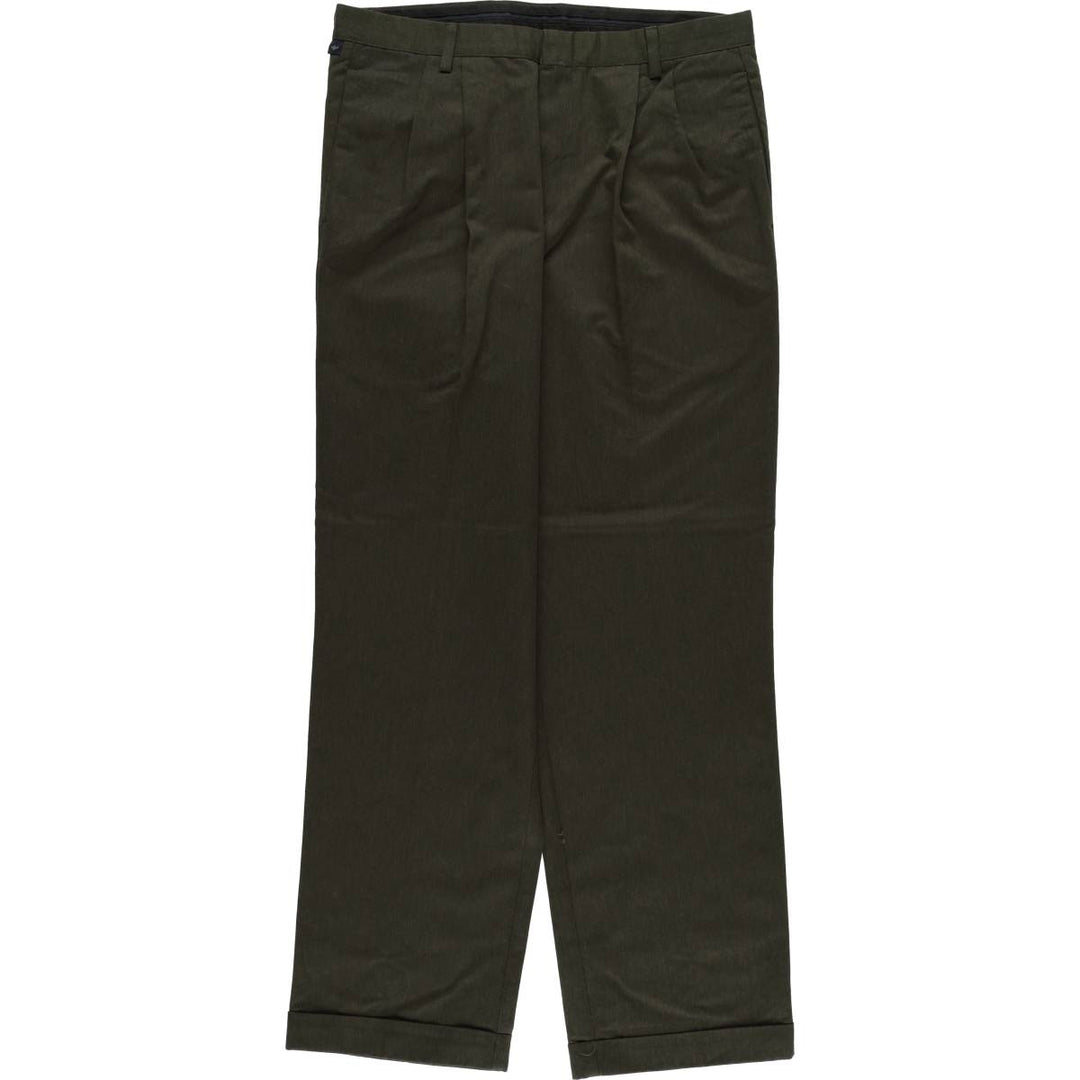 2000'S Dockers STAIN DEFENDER Two-Pleat Poly/Cotton Slacks Pants, Men's W35 (approx.) cotton Khaki type Vintage Second Hand