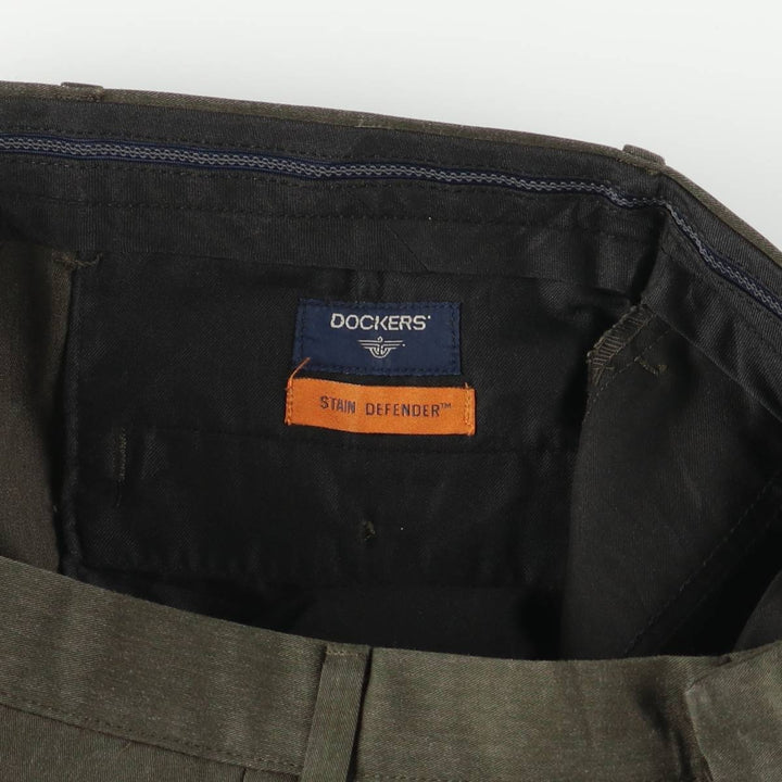 2000'S Dockers STAIN DEFENDER Two-Pleat Poly/Cotton Slacks Pants, Men's W35 (approx.) cotton Khaki type Vintage Second Hand