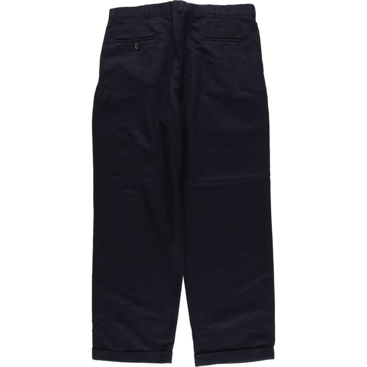 Two-pleat wool trousers, made in the USA, men's size W35 (approx.) wool navy blue type Vintage Second Hand
