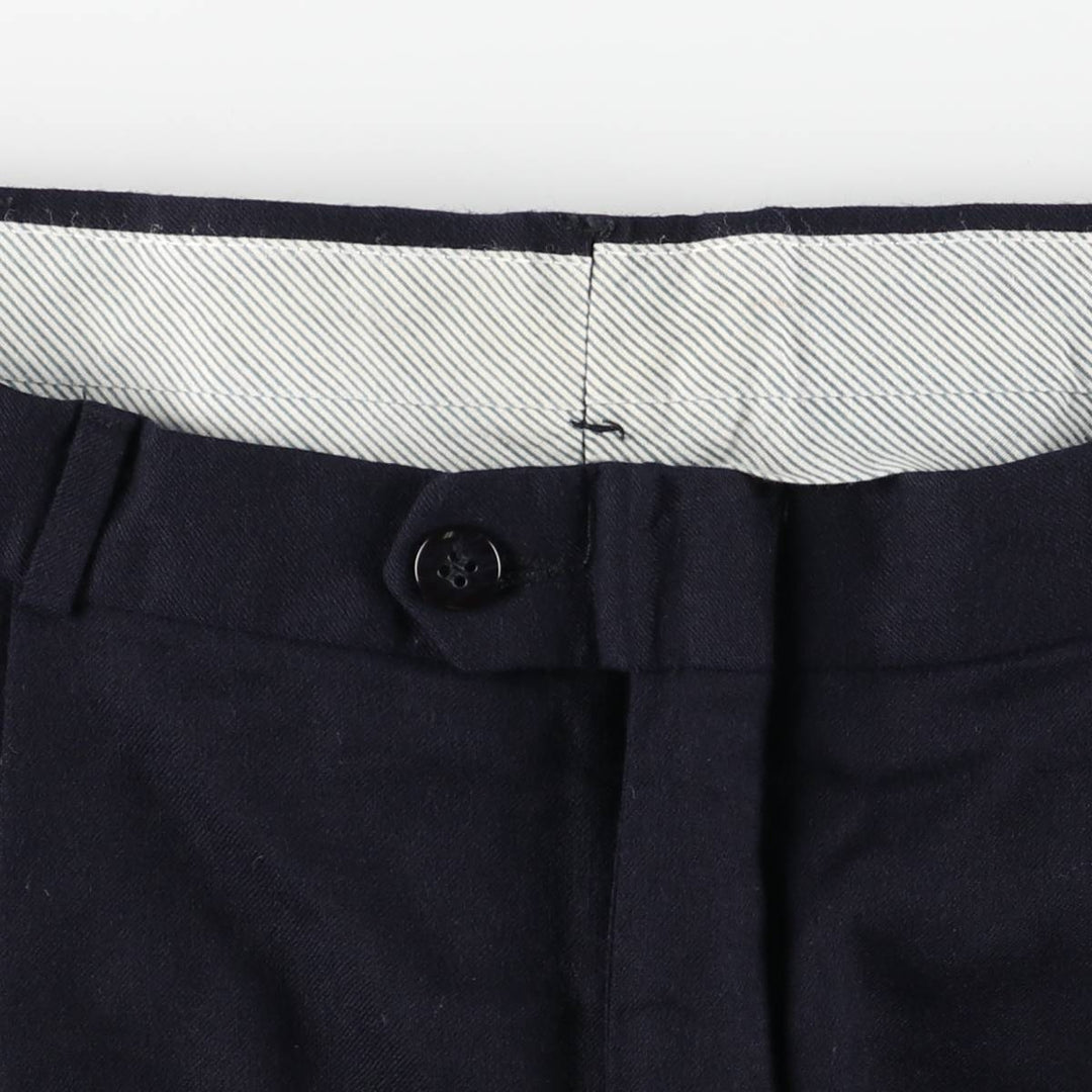 Two-pleat wool trousers, made in the USA, men's size W35 (approx.) wool navy blue type Vintage Second Hand