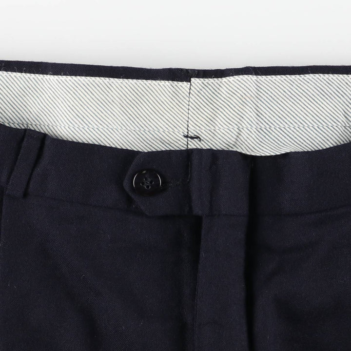Two-pleat wool trousers, made in the USA, men's size W35 (approx.) wool navy blue type Vintage Second Hand