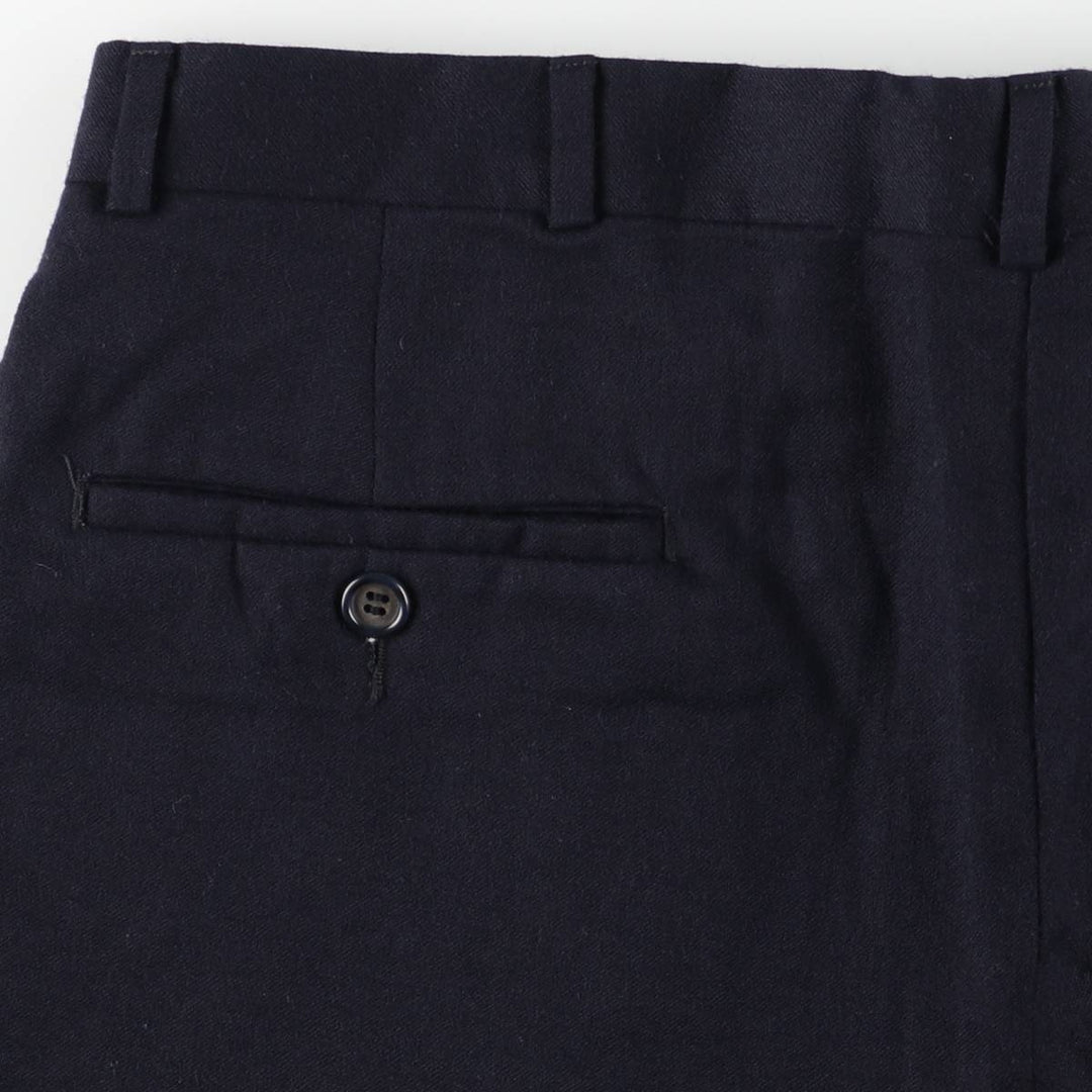 Two-pleat wool trousers, made in the USA, men's size W35 (approx.) wool navy blue type Vintage Second Hand