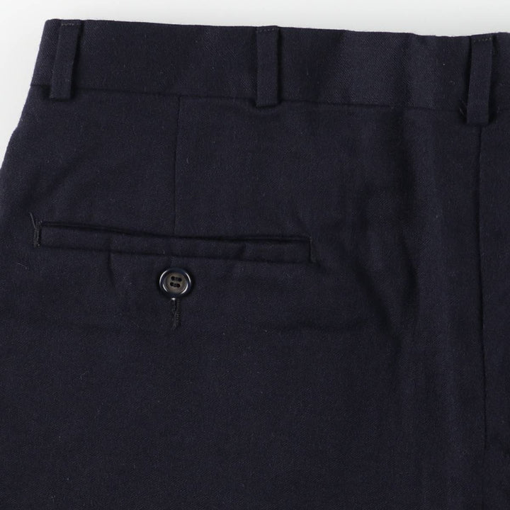 Two-pleat wool trousers, made in the USA, men's size W35 (approx.) wool navy blue type Vintage Second Hand