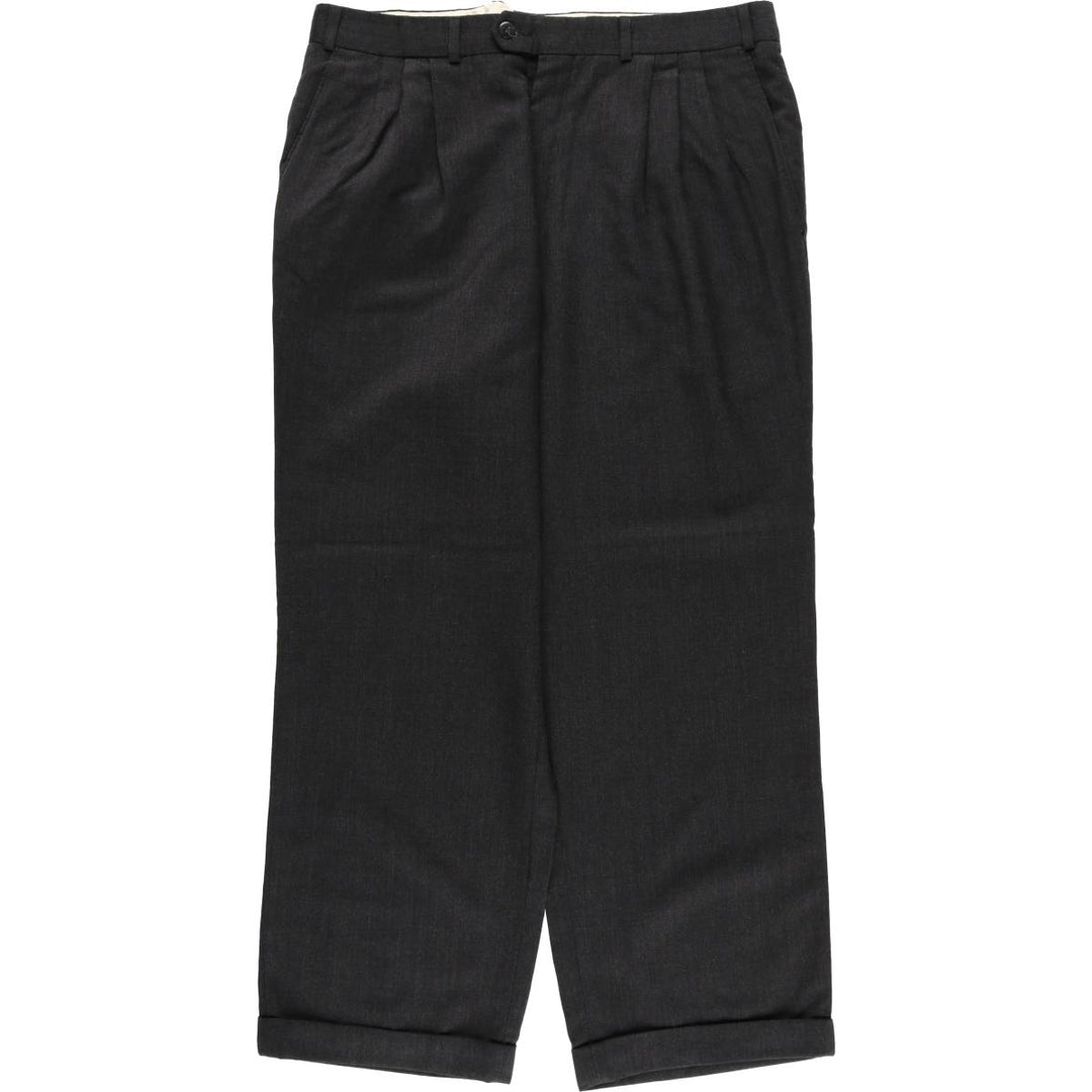 FRANCO TASSI Three-Pleat Wool Trousers/Slacks, Made in Canada, Men's Size W36 (approx.) wool Charcoal Vintage Second Hand