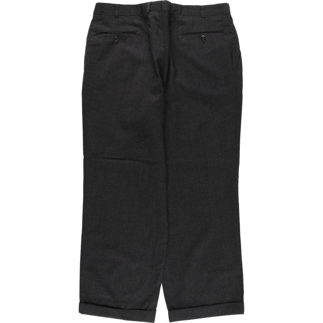 FRANCO TASSI Three-Pleat Wool Trousers/Slacks, Made in Canada, Men's Size W36 (approx.) wool Charcoal Vintage Second Hand