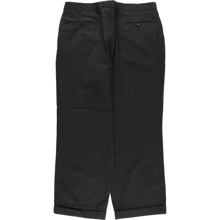 FRANCO TASSI Three-Pleat Wool Trousers/Slacks, Made in Canada, Men's Size W36 (approx.) wool Charcoal Vintage Second Hand