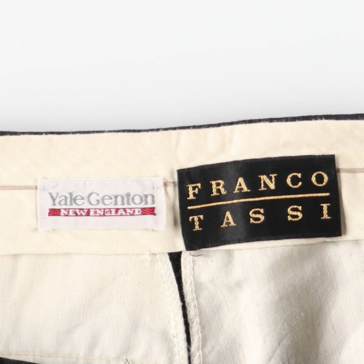 FRANCO TASSI Three-Pleat Wool Trousers/Slacks, Made in Canada, Men's Size W36 (approx.) wool Charcoal Vintage Second Hand