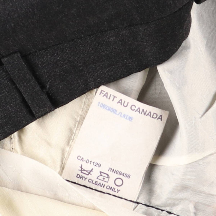 FRANCO TASSI Three-Pleat Wool Trousers/Slacks, Made in Canada, Men's Size W36 (approx.) wool Charcoal Vintage Second Hand