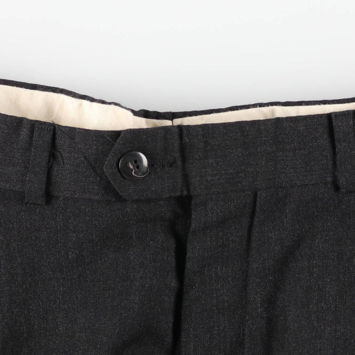 FRANCO TASSI Three-Pleat Wool Trousers/Slacks, Made in Canada, Men's Size W36 (approx.) wool Charcoal Vintage Second Hand
