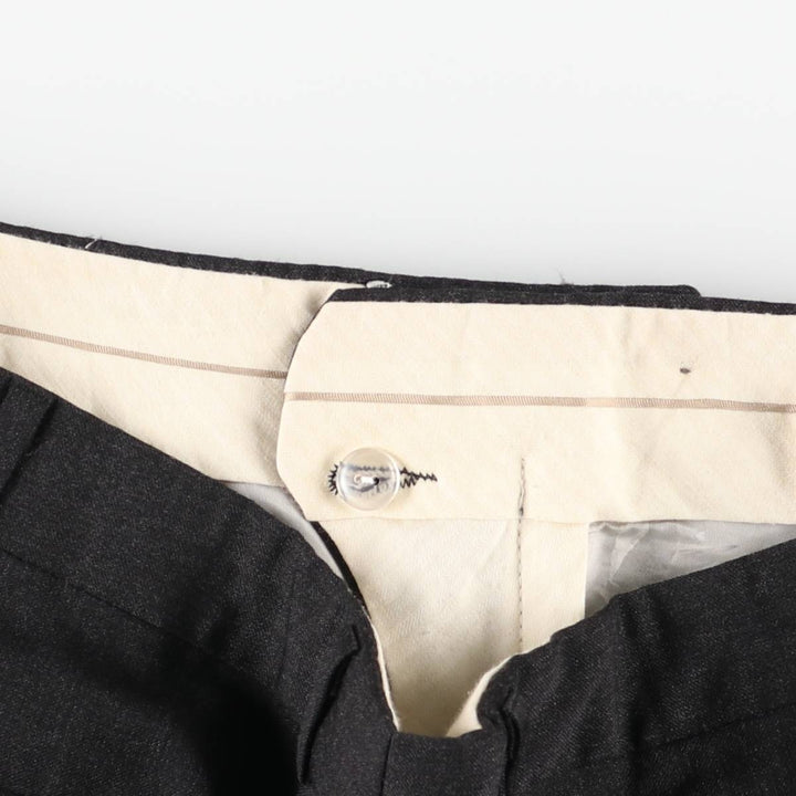FRANCO TASSI Three-Pleat Wool Trousers/Slacks, Made in Canada, Men's Size W36 (approx.) wool Charcoal Vintage Second Hand
