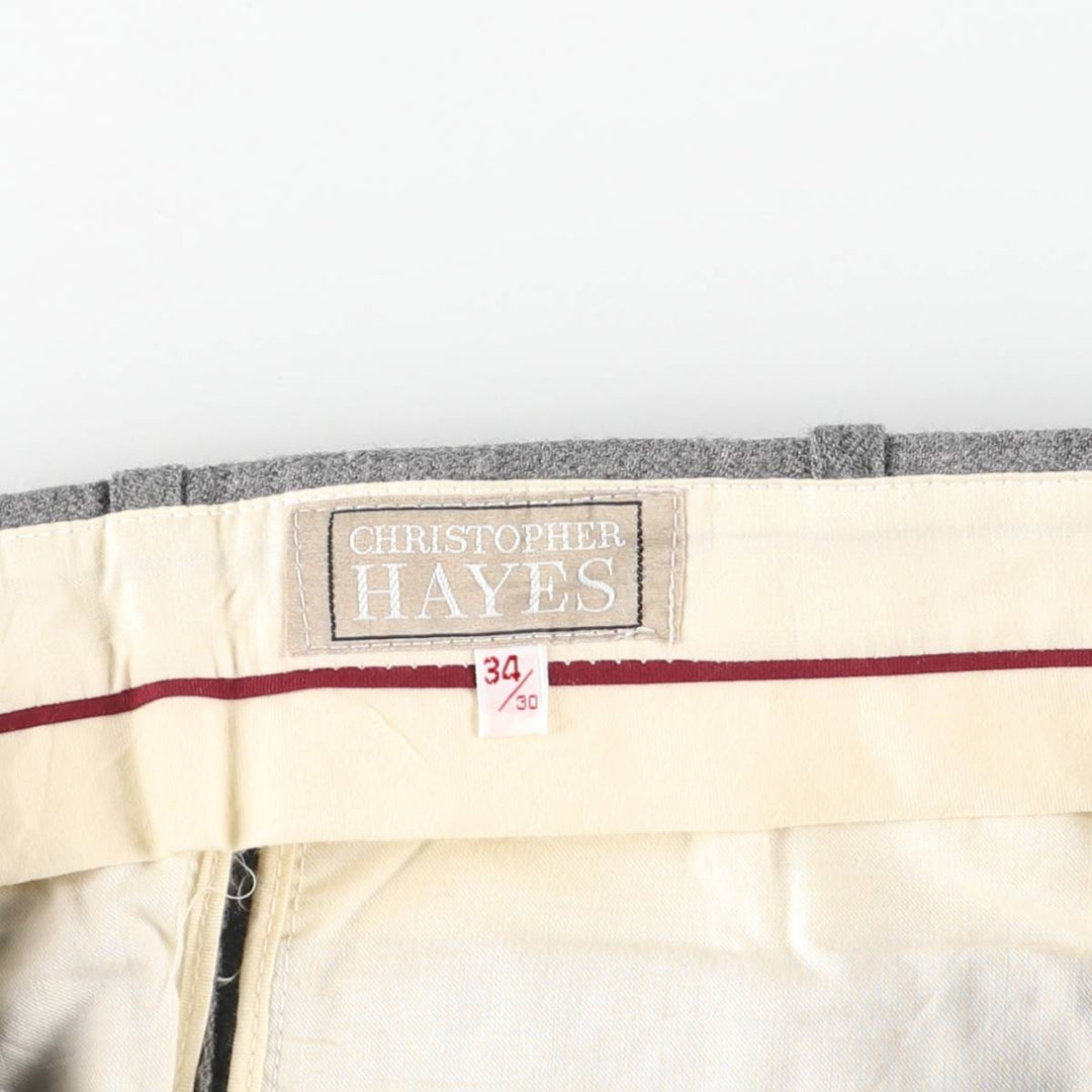 CHRISTOPHER HAYES Two-Pleat Wool Slacks Pants, Women's XXL (equivalent to W34) wool gray type Vintage Second Hand