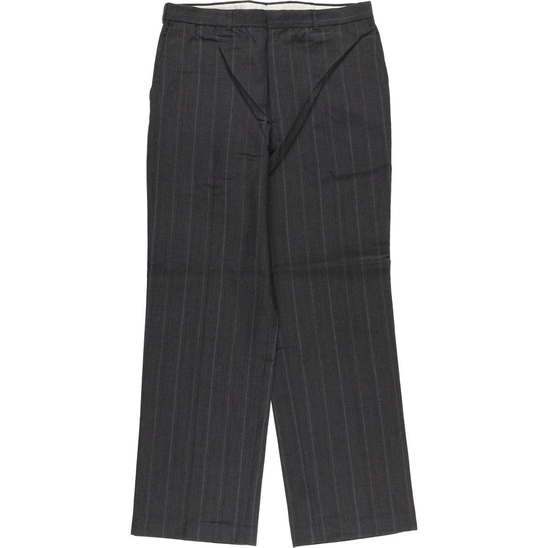 80s-90'S Towncraft Custom Slim Fit Stripe Pattern Slacks Pants, Made in USA, Women's XL (equivalent to W33), Vintage polyester Charcoal Vintage Second Hand