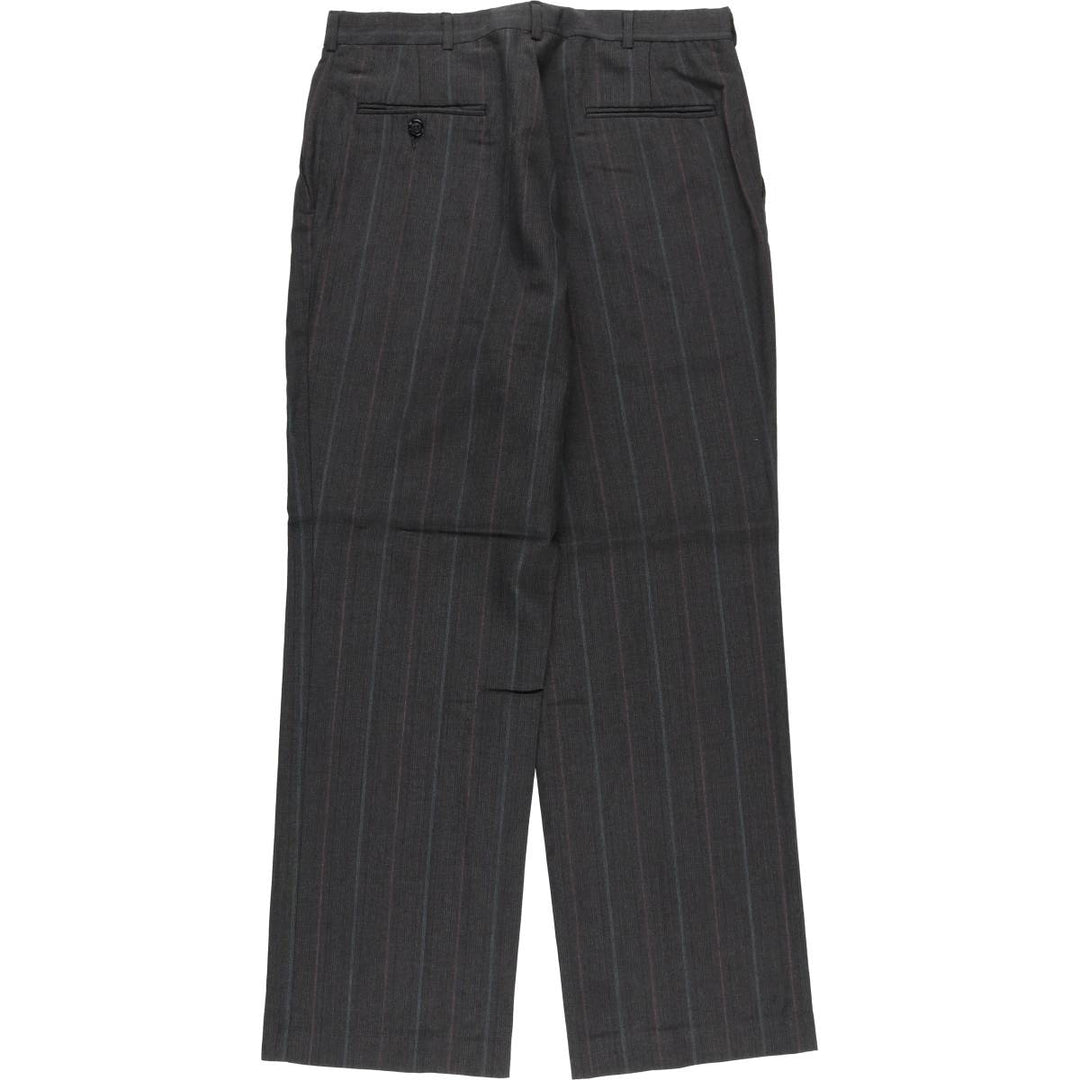 80s-90'S Towncraft Custom Slim Fit Stripe Pattern Slacks Pants, Made in USA, Women's XL (equivalent to W33), Vintage polyester Charcoal Vintage Second Hand