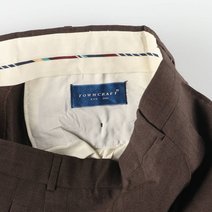 80s-90'S Town Craft Two-Pleat Slacks Pants, Men's W33 (approx.), Vintage unclear brown type Vintage Second Hand