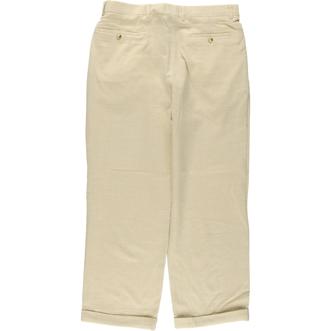 St. Croix Two-Pleat Slacks, Italian Made, Men's Size W34 (approx.), Vintage polyester unbleached Vintage Second Hand