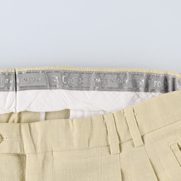 St. Croix Two-Pleat Slacks, Italian Made, Men's Size W34 (approx.), Vintage polyester unbleached Vintage Second Hand