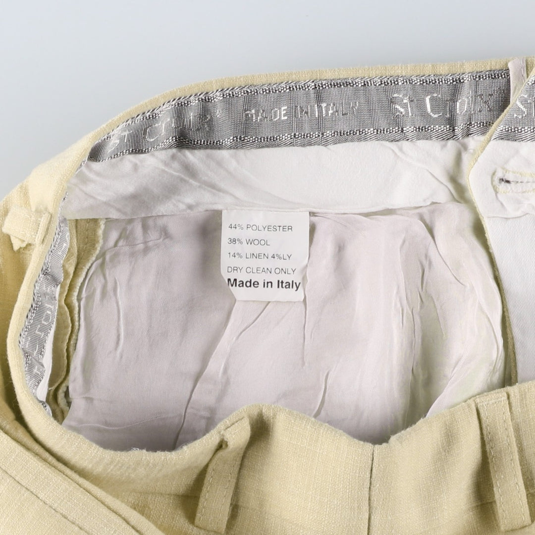 St. Croix Two-Pleat Slacks, Italian Made, Men's Size W34 (approx.), Vintage polyester unbleached Vintage Second Hand