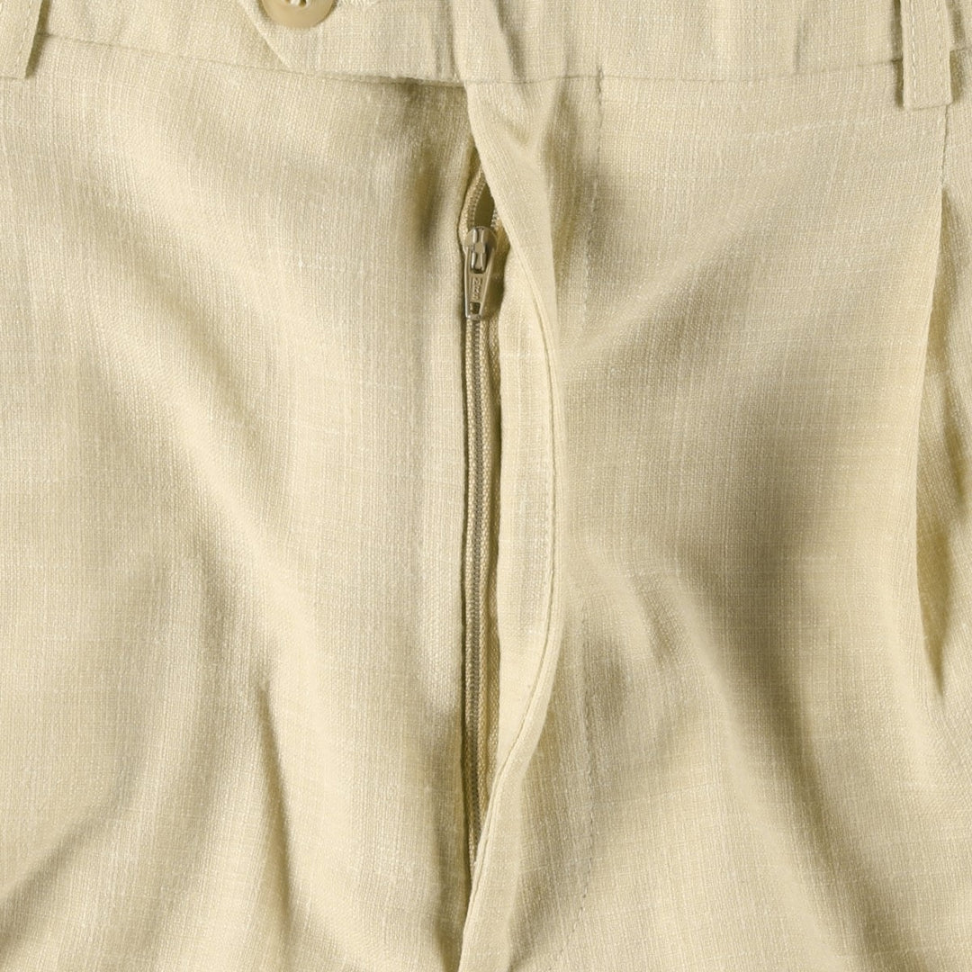 St. Croix Two-Pleat Slacks, Italian Made, Men's Size W34 (approx.), Vintage polyester unbleached Vintage Second Hand