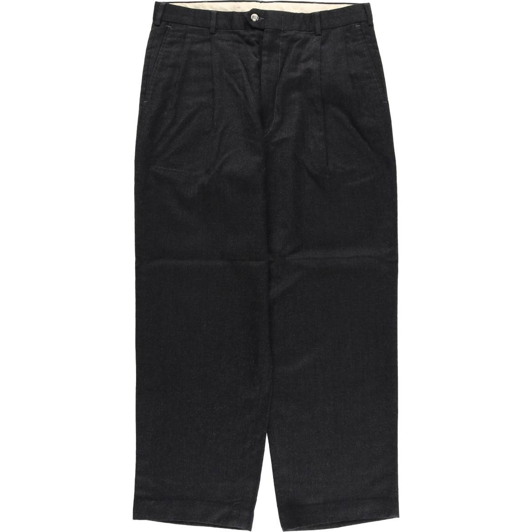 Two-pleat wool trousers, slacks, made in USA, men's size W33 equivalent, vintage. wool Charcoal Vintage Second Hand