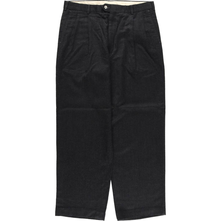 Two-pleat wool trousers, slacks, made in USA, men's size W33 equivalent, vintage. wool Charcoal Vintage Second Hand