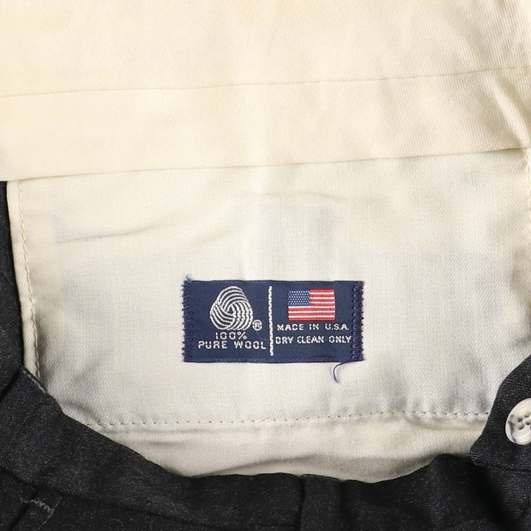 Two-pleat wool trousers, slacks, made in USA, men's size W33 equivalent, vintage. wool Charcoal Vintage Second Hand