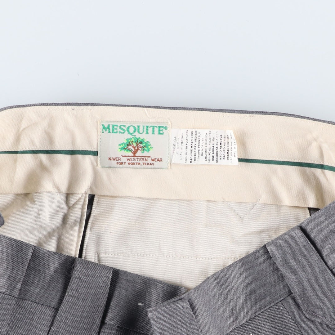 ~1980'S MESQUITE slacks pants, men's size W35 equivalent, vintage. polyester gray type Vintage Second Hand