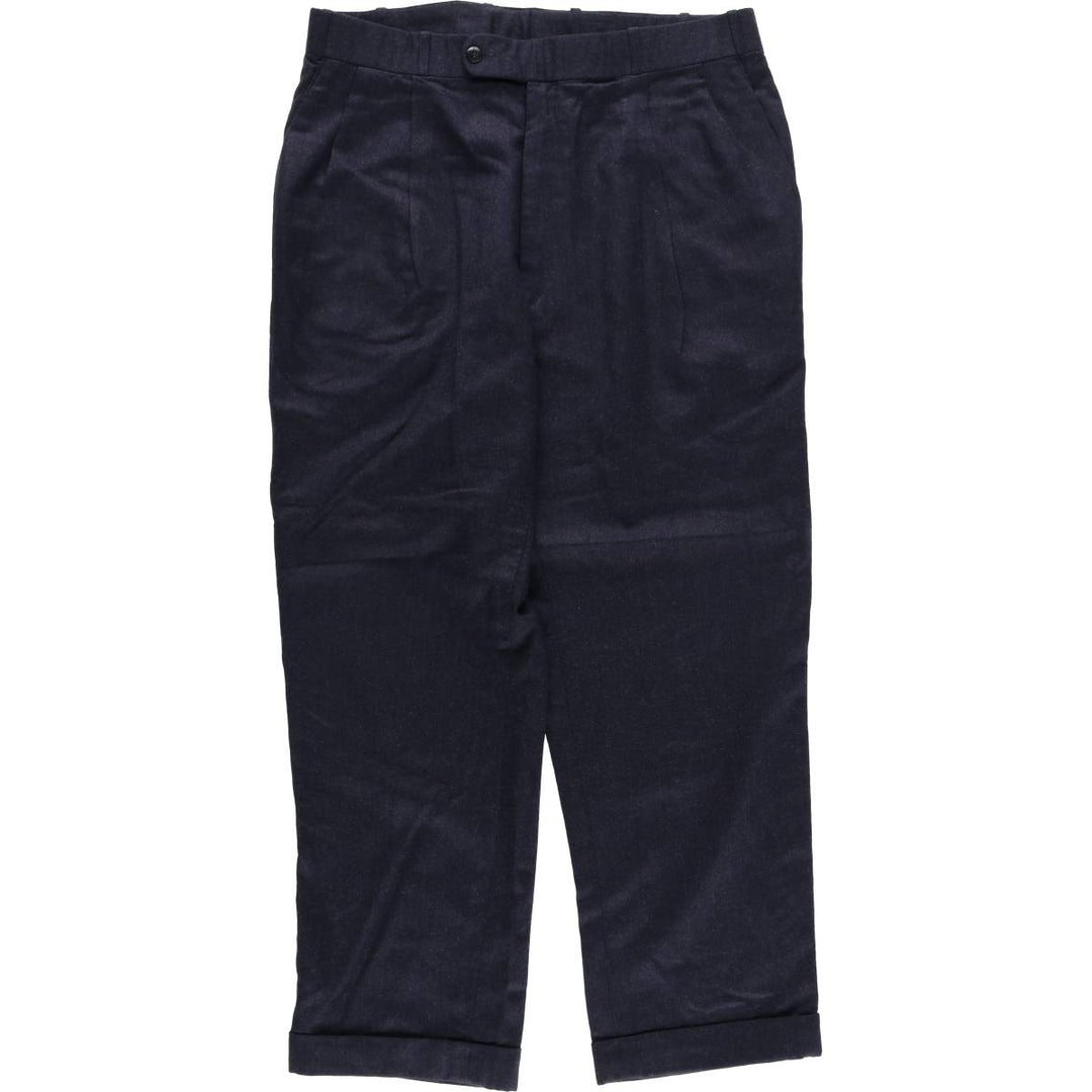 Villa Di Roma Creations Inc. Two-pleat wool trousers/slacks, made in Italy, men's size W34 (approx.) wool navy blue type Vintage Second Hand