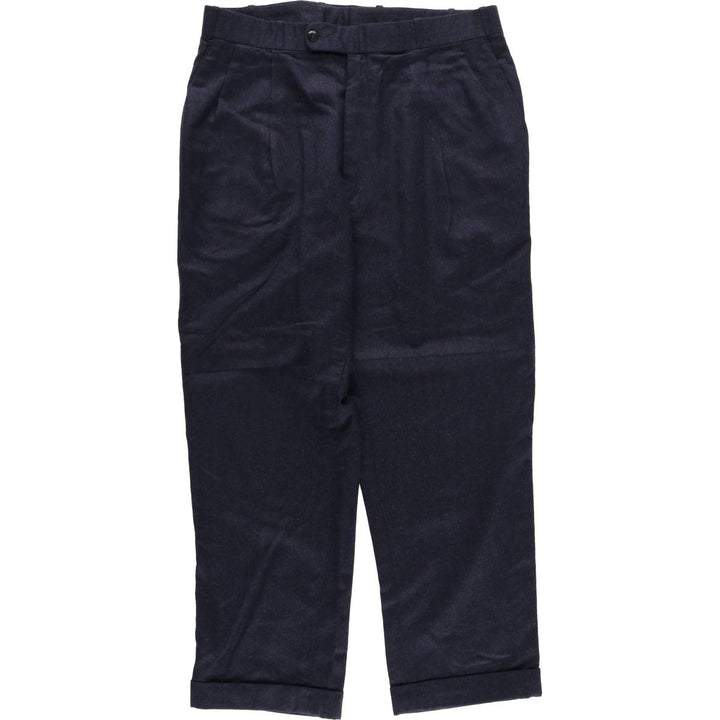 Villa Di Roma Creations Inc. Two-pleat wool trousers/slacks, made in Italy, men's size W34 (approx.) wool navy blue type Vintage Second Hand