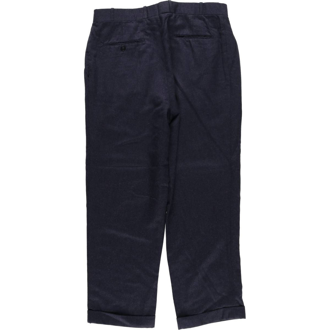 Villa Di Roma Creations Inc. Two-pleat wool trousers/slacks, made in Italy, men's size W34 (approx.) wool navy blue type Vintage Second Hand