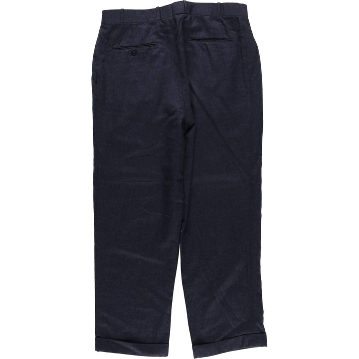Villa Di Roma Creations Inc. Two-pleat wool trousers/slacks, made in Italy, men's size W34 (approx.) wool navy blue type Vintage Second Hand