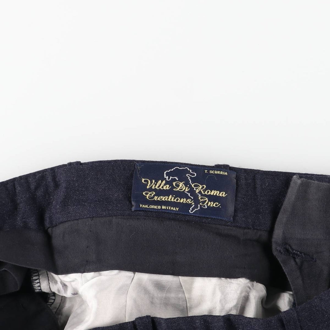 Villa Di Roma Creations Inc. Two-pleat wool trousers/slacks, made in Italy, men's size W34 (approx.) wool navy blue type Vintage Second Hand
