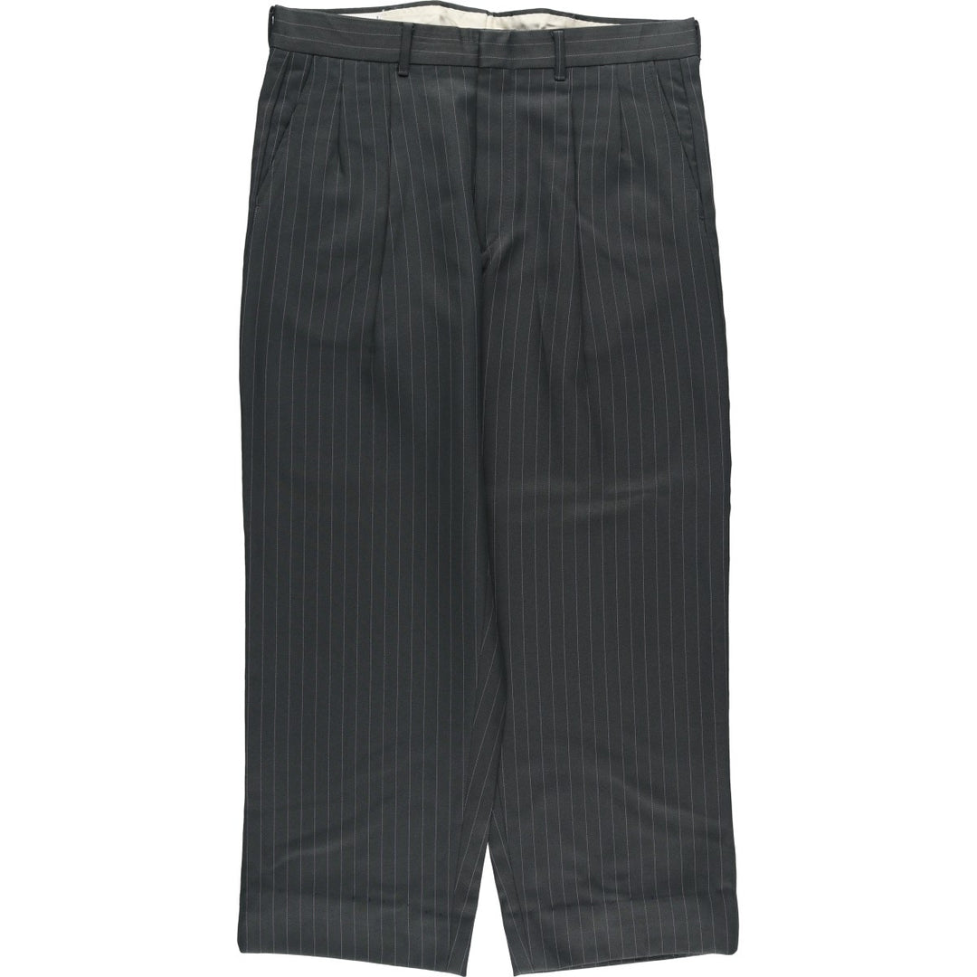 ~90'S Stripe Pattern Two-Pleat Slacks Pants, Made in USA, Men's W35 (approx.), Vintage unclear gray type Vintage Second Hand