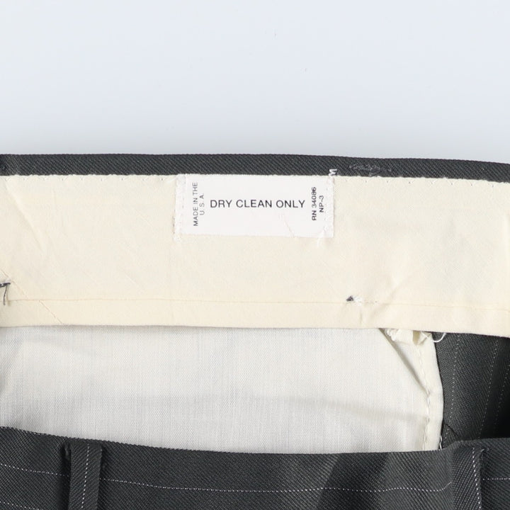 ~90'S Stripe Pattern Two-Pleat Slacks Pants, Made in USA, Men's W35 (approx.), Vintage unclear gray type Vintage Second Hand