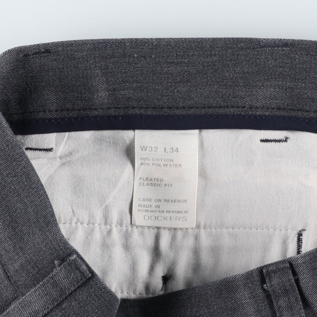 Dockers PLEATED CLASSIC FIT Two-Pleat Cotton Slacks Pants, Men's Size W33 (approx.) cotton gray type Vintage Second Hand