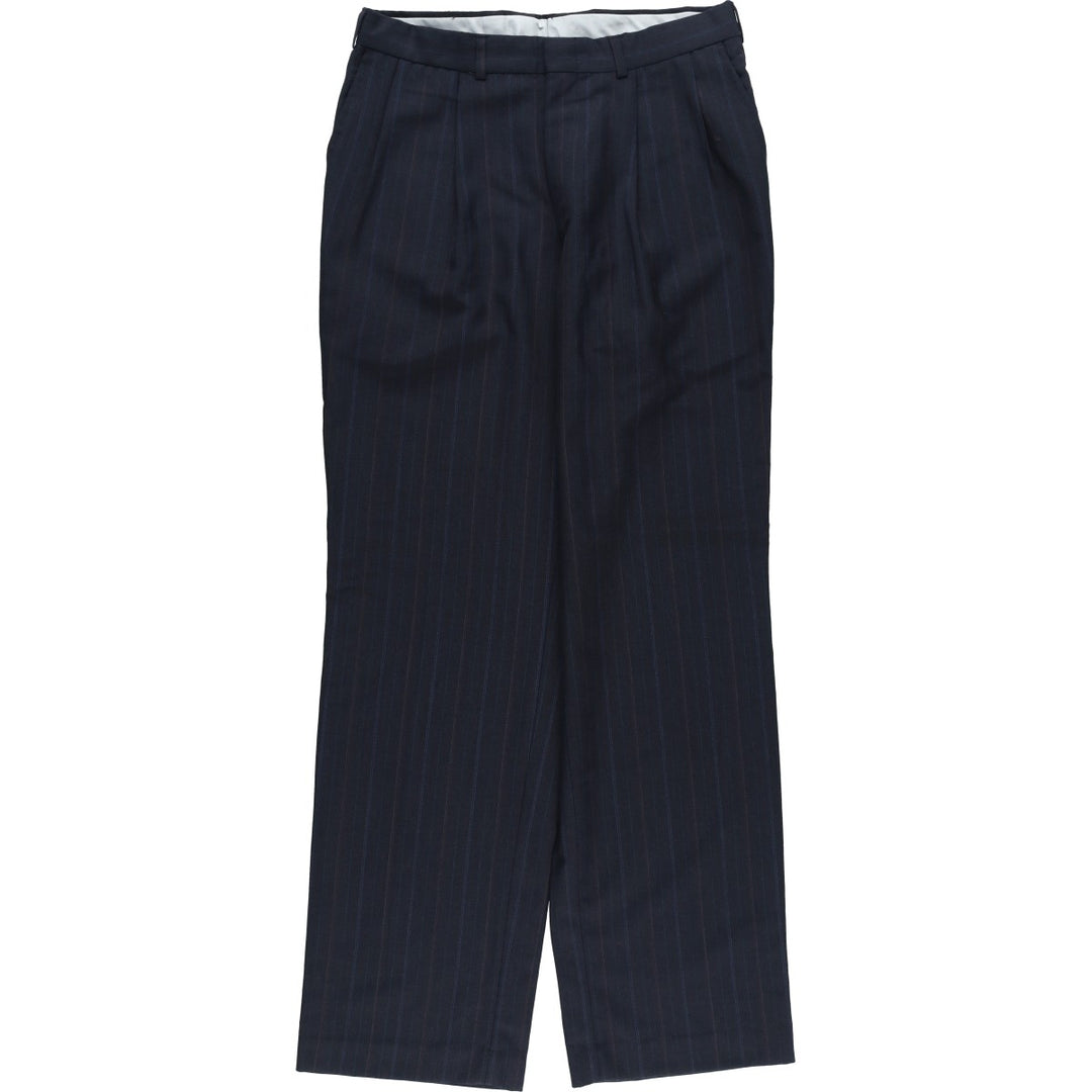 ~90'S Towncraft Custom Fit Suits Stripe Pattern Two-Pleat Slacks Pants Men's W32 (approx.) Vintage polyester navy blue type Vintage Second Hand