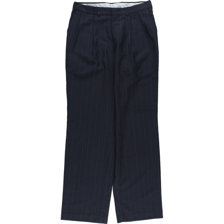 ~90'S Towncraft Custom Fit Suits Stripe Pattern Two-Pleat Slacks Pants Men's W32 (approx.) Vintage polyester navy blue type Vintage Second Hand